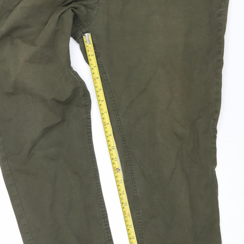 Max Men's Green Slim Fit 5-Pocket Chino Trousers Size 40