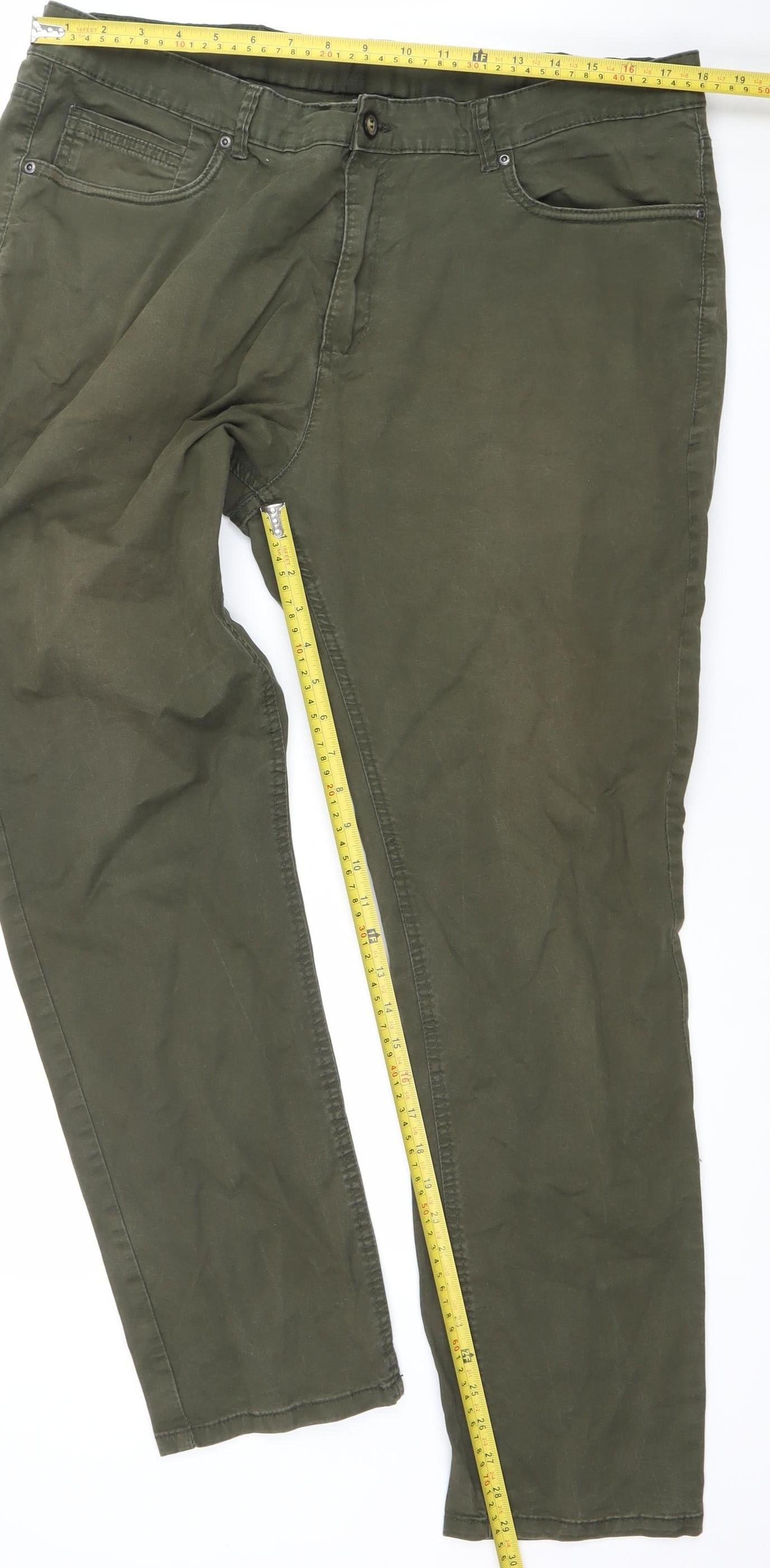 Max Men's Green Slim Fit 5-Pocket Chino Trousers Size 40