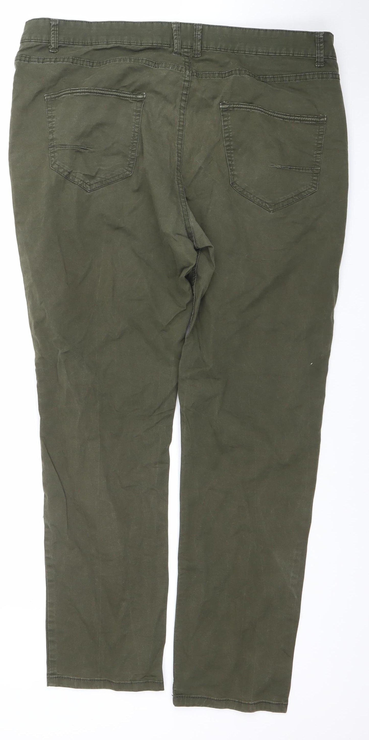Max Men's Green Slim Fit 5-Pocket Chino Trousers Size 40