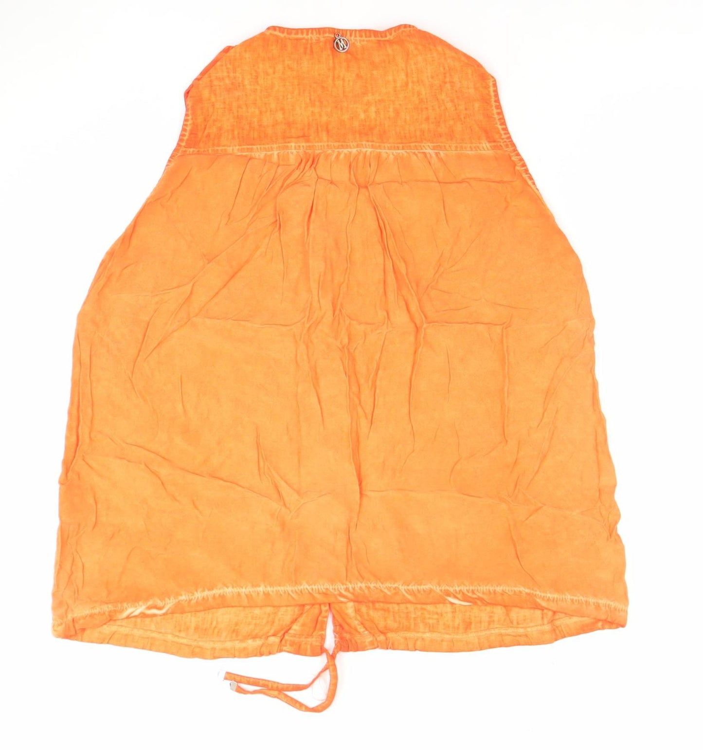 Maloka Women’s Orange Linen Cotton Sleeveless Tunic Blouse L