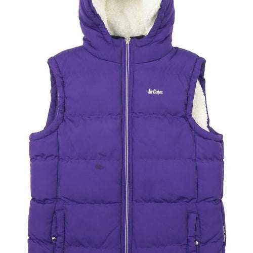 Lee Cooper Girls Purple Hooded Puffer Gilet 11-12 Years Polyester Warm Vest