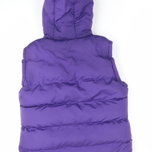 Lee Cooper Girls Purple Hooded Puffer Gilet 11-12 Years Polyester Warm Vest