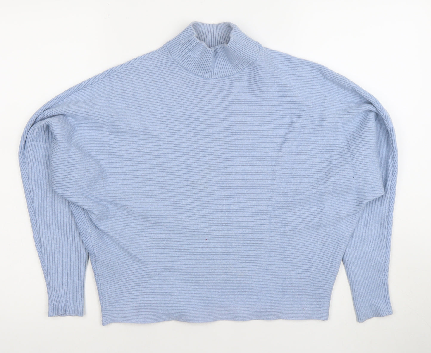 Principles Women’s Blue Mock Neck Ribbed Knit Jumper Size M