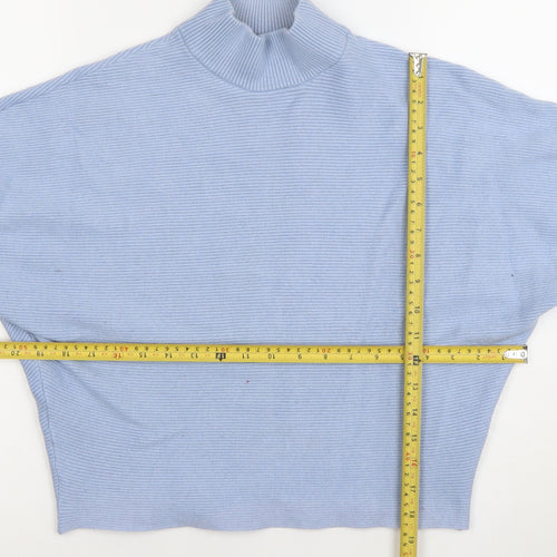 Principles Women’s Blue Mock Neck Ribbed Knit Jumper Size M