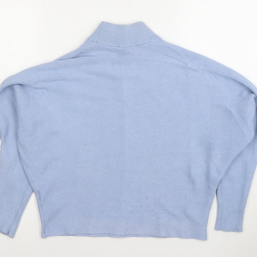 Principles Women’s Blue Mock Neck Ribbed Knit Jumper Size M
