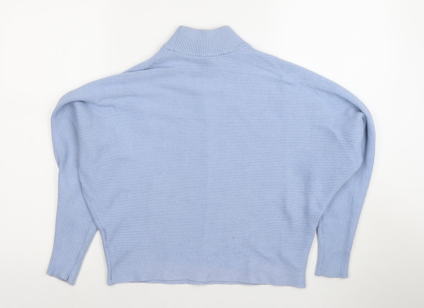 Principles Women’s Blue Mock Neck Ribbed Knit Jumper Size M