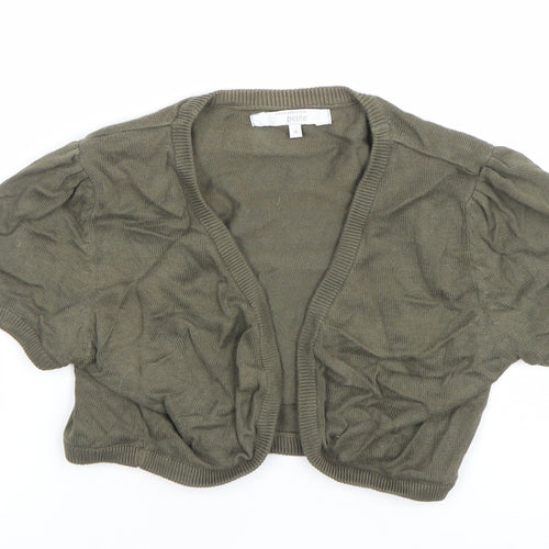 John Rocha Petite Women’s Green Cotton Short Sleeve Open Cardigan Size 12