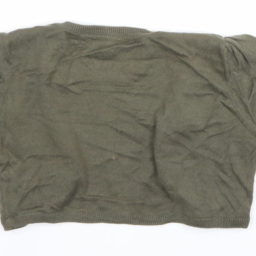 John Rocha Petite Women’s Green Cotton Short Sleeve Open Cardigan Size 12