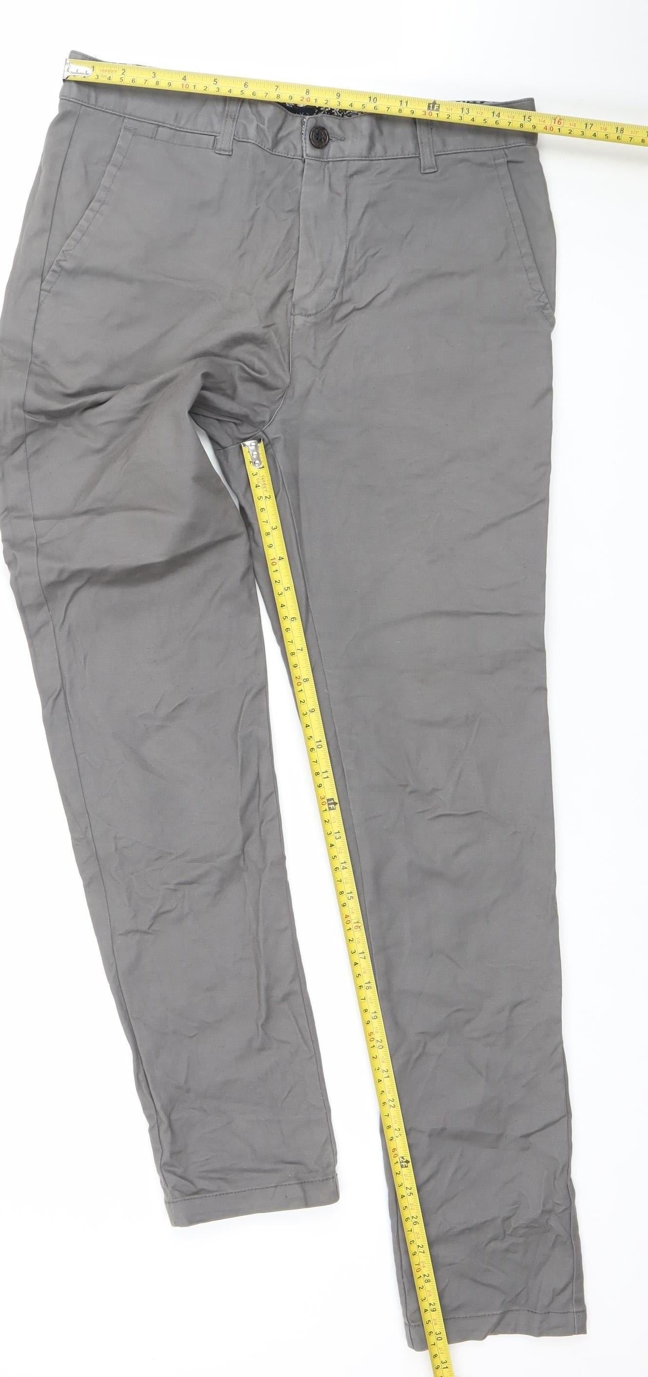 Steel & Jelly Men’s Grey Slim Fit Chino Trousers Size 32R