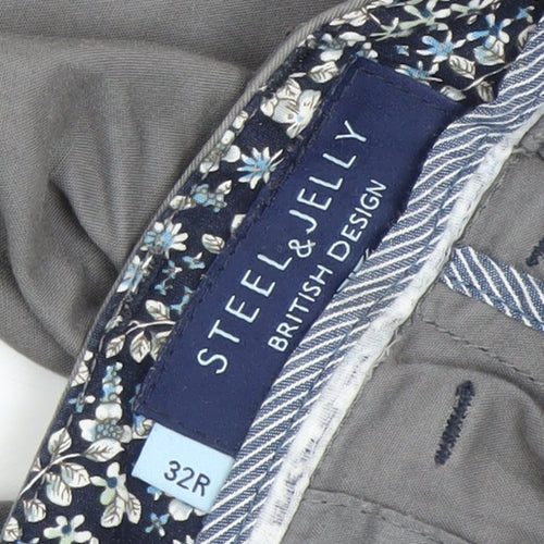 Steel & Jelly Men’s Grey Slim Fit Chino Trousers Size 32R