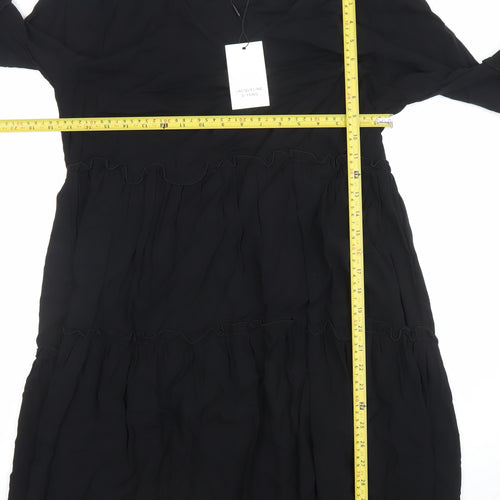 Jacqueline de Yong Women's Black Viscose Knee Length Ruffle Dress - Size 10