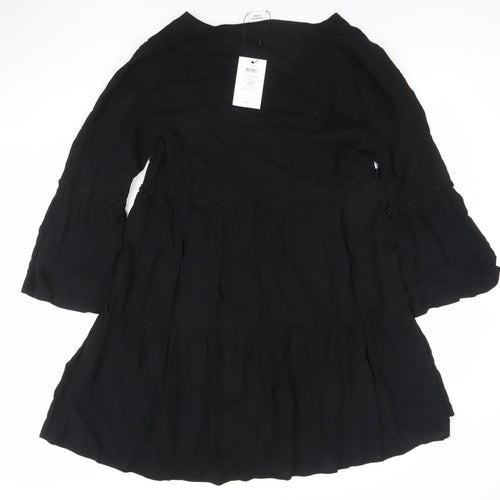 Jacqueline de Yong Women's Black Viscose Knee Length Ruffle Dress - Size 10