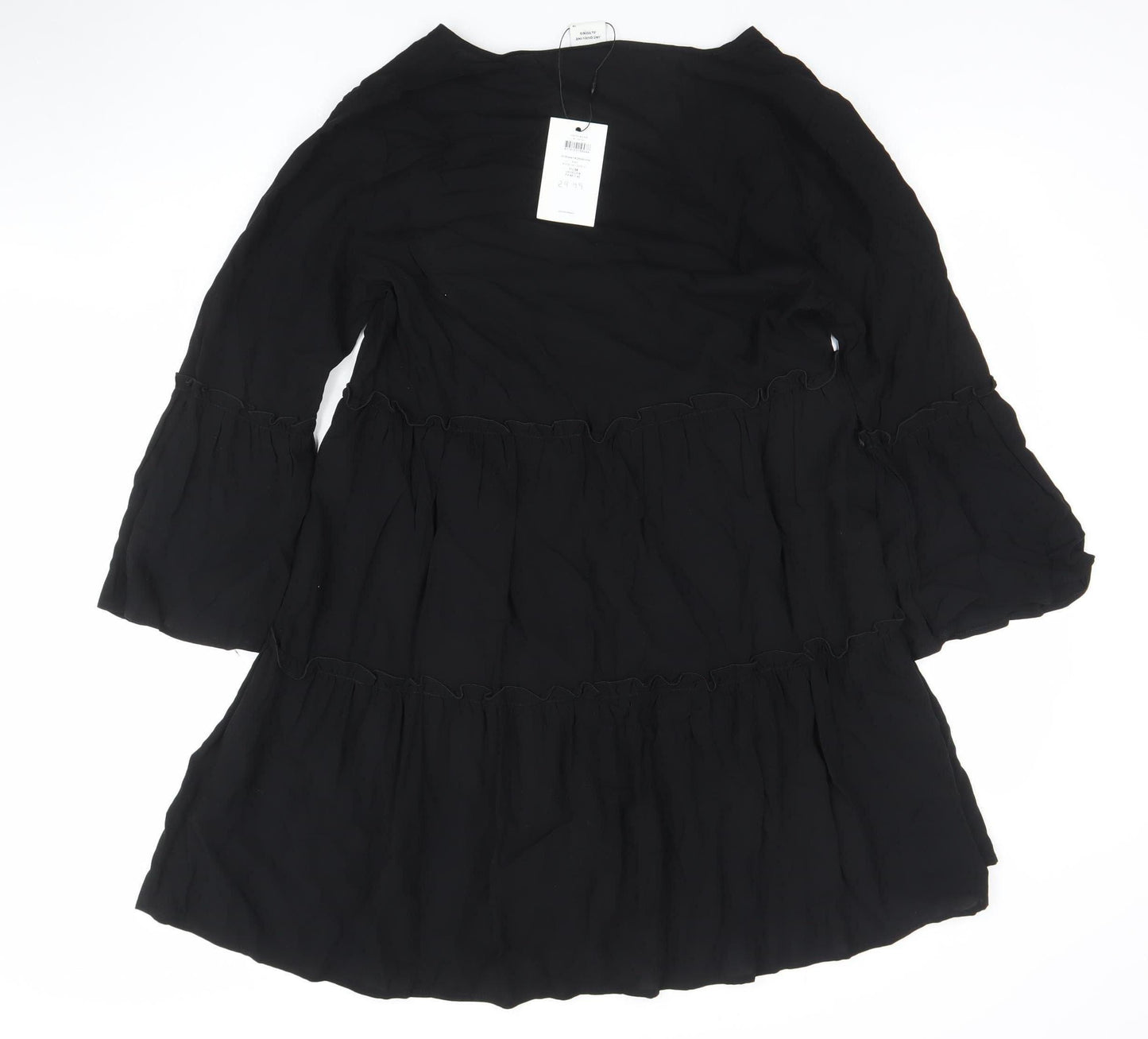Jacqueline de Yong Women's Black Viscose Knee Length Ruffle Dress - Size 10