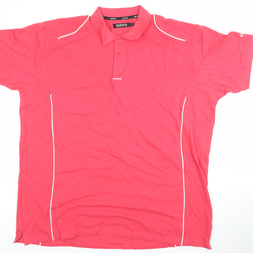HiPPO Men's Red 2XL Short Sleeve Cotton Polo Shirt