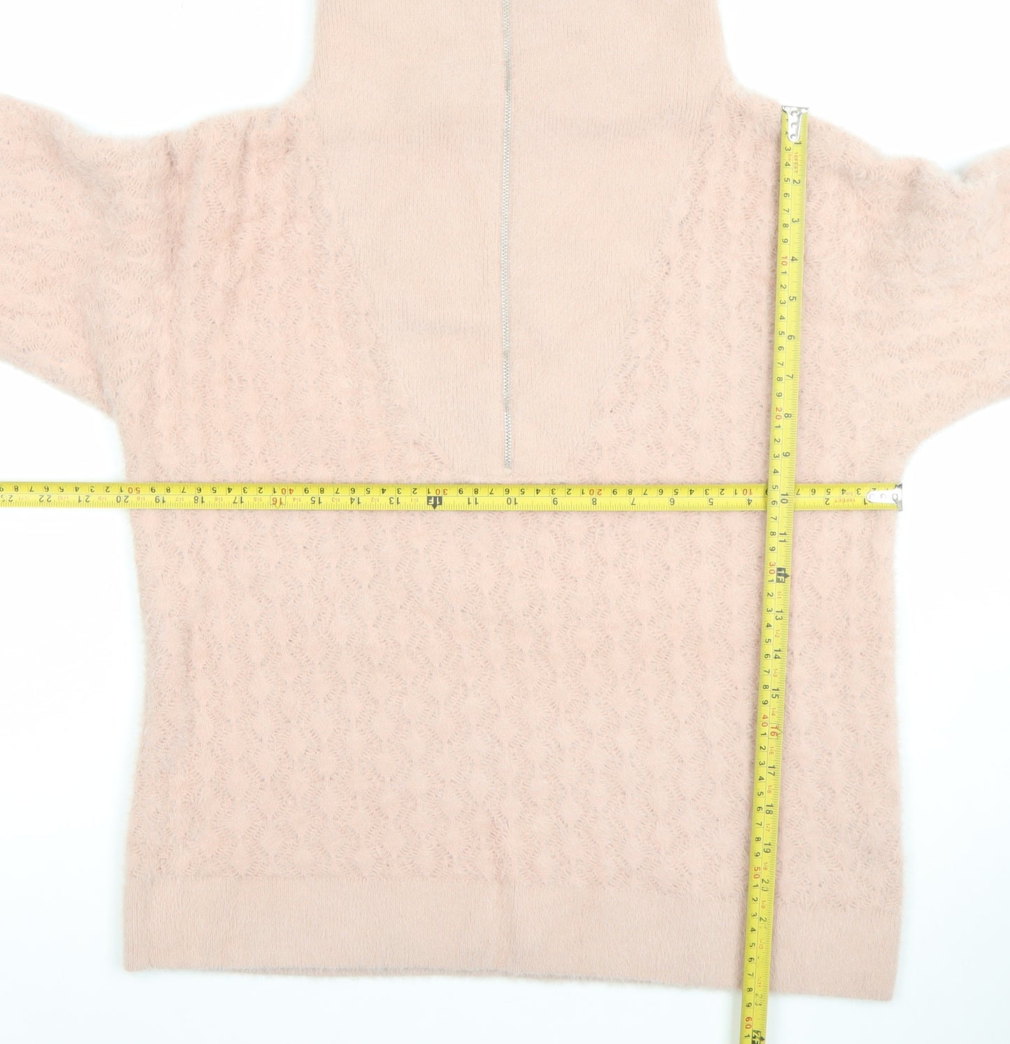 Gallery Women’s Beige Roll Neck Cable-Knit Jumper Size L