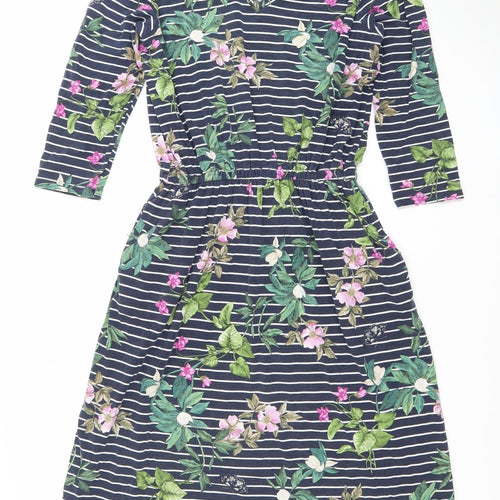 Joules Womens Multicoloured Floral Stripe Fit & Flare Dress Size 8