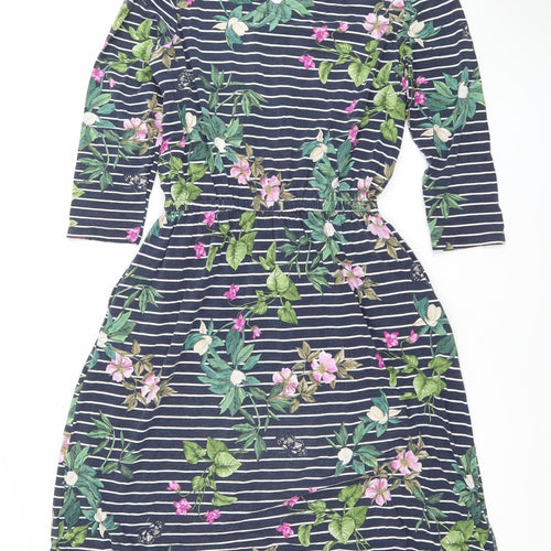 Joules Womens Multicoloured Floral Stripe Fit & Flare Dress Size 8