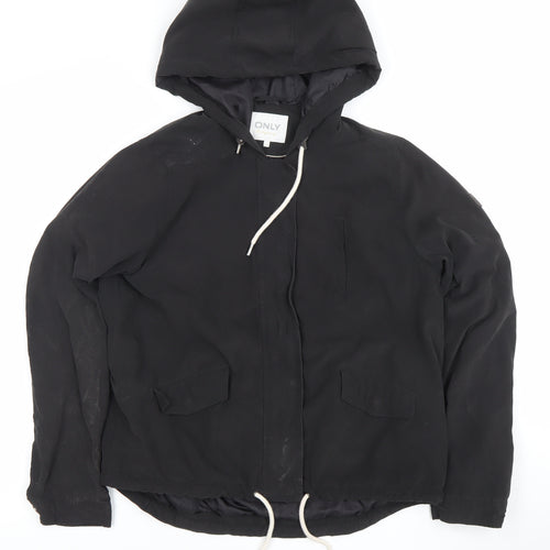 ONLY Womens Black Hooded Parka Jacket Size L