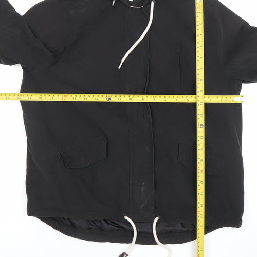 ONLY Womens Black Hooded Parka Jacket Size L