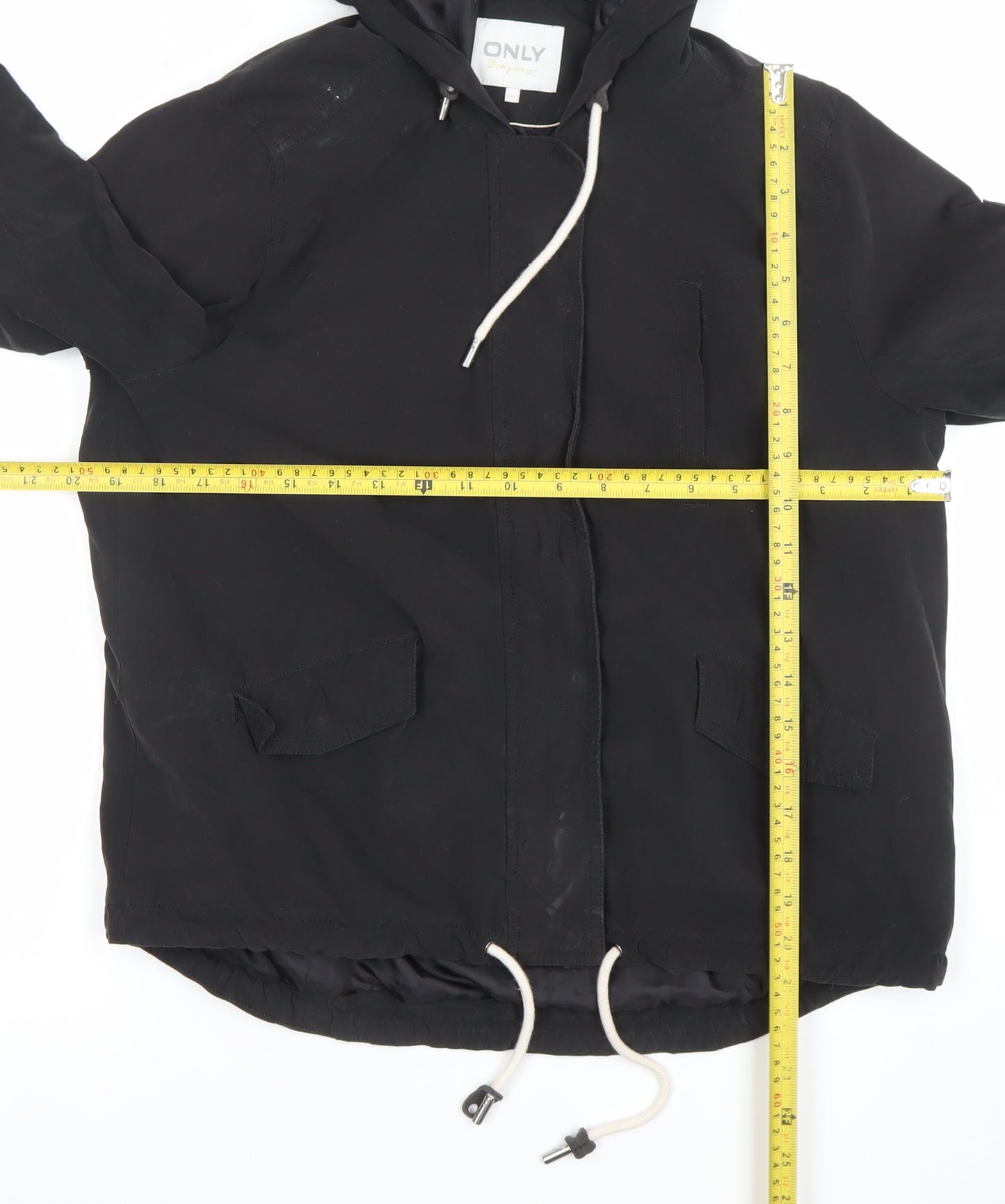 ONLY Womens Black Hooded Parka Jacket Size L