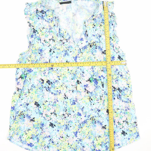 Wallis Womens Multicoloured Floral Ruffle Sleeveless Tunic Blouse Size 12