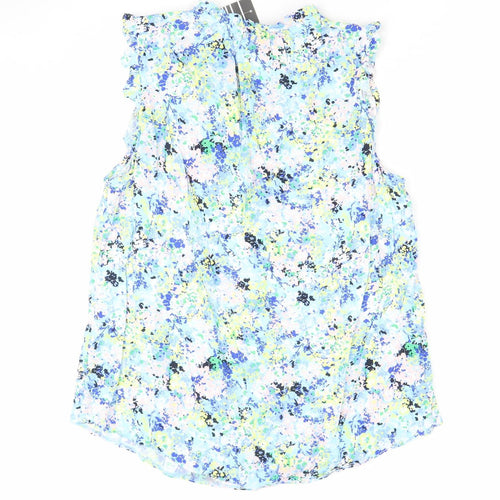 Wallis Womens Multicoloured Floral Ruffle Sleeveless Tunic Blouse Size 12