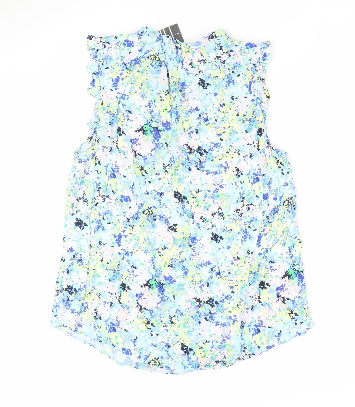 Wallis Womens Multicoloured Floral Ruffle Sleeveless Tunic Blouse Size 12