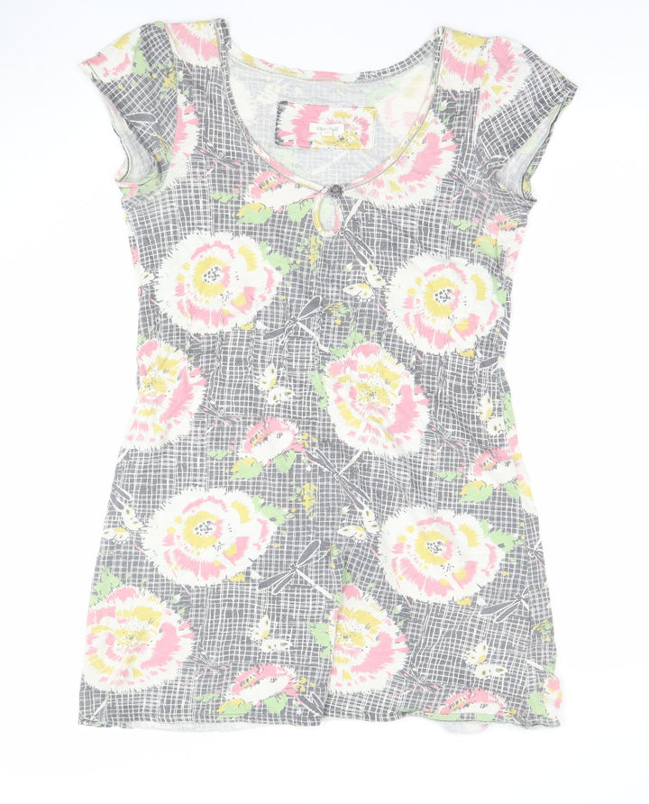 White Stuff Women's Multicoloured Floral Cotton Shift Dress Size 10