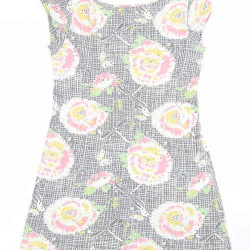 White Stuff Women's Multicoloured Floral Cotton Shift Dress Size 10
