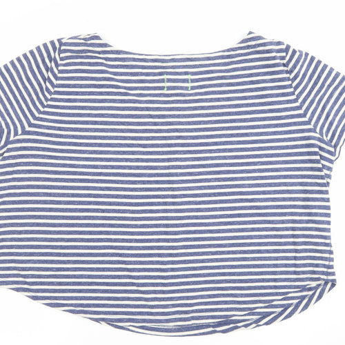 Superdry Womens Blue Striped Cotton T-Shirt Medium Short Sleeve Casual Top