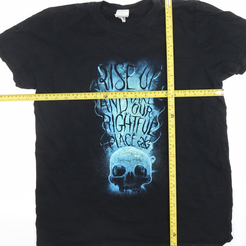 Harry Potter Men’s Black Medium Graphic Skull T-Shirt Cotton