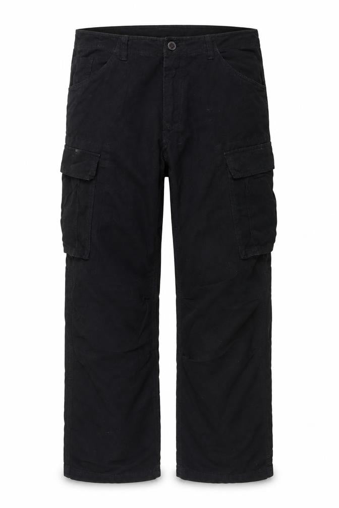 Shine Original Men's Black Cargo Trousers W36 L32 Regular Fit Cotton