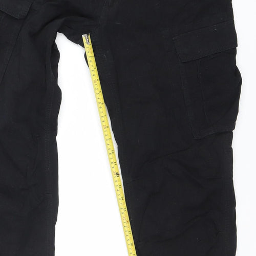 Shine Original Men's Black Cargo Trousers W36 L32 Regular Fit Cotton