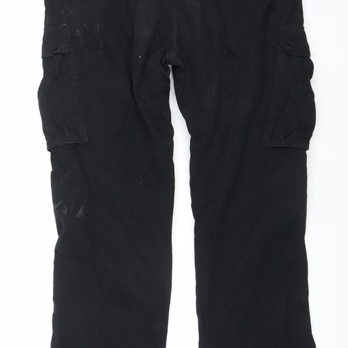 Shine Original Men's Black Cargo Trousers W36 L32 Regular Fit Cotton