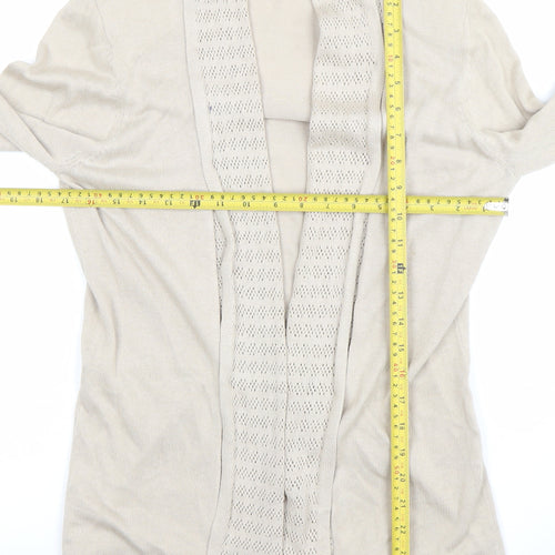 Eastex Women Beige Viscose Cotton Open Knit Long Sleeve Cardigan Size 10