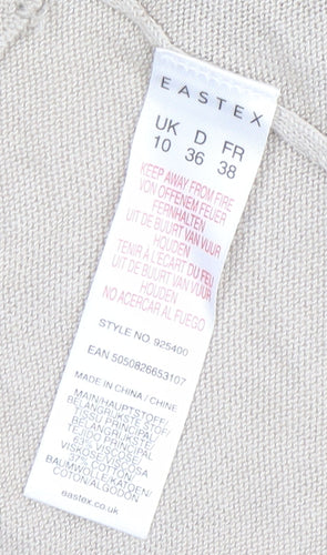 Eastex Women Beige Viscose Cotton Open Knit Long Sleeve Cardigan Size 10