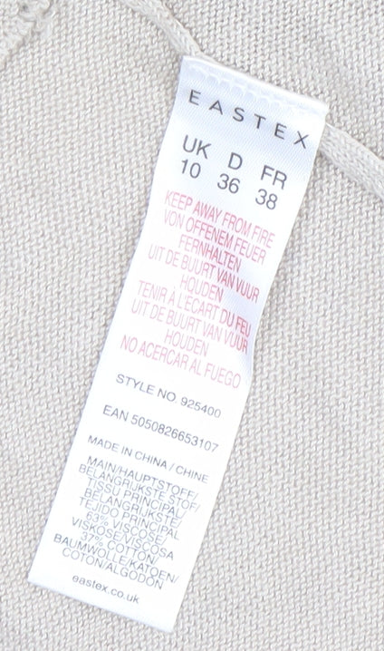 Eastex Women Beige Viscose Cotton Open Knit Long Sleeve Cardigan Size 10