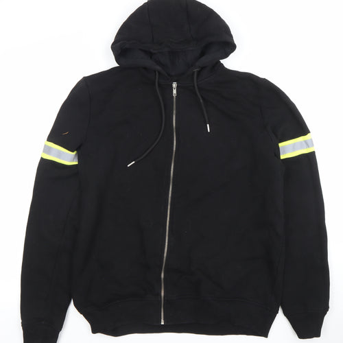 Paul Galvin Mens Black Full Zip Reflective Hoodie Size M