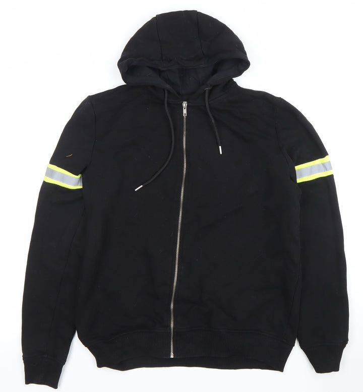 Paul Galvin Mens Black Full Zip Reflective Hoodie Size M