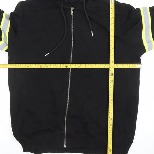 Paul Galvin Mens Black Full Zip Reflective Hoodie Size M
