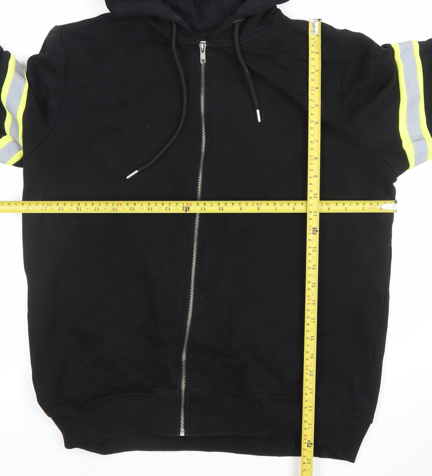 Paul Galvin Mens Black Full Zip Reflective Hoodie Size M