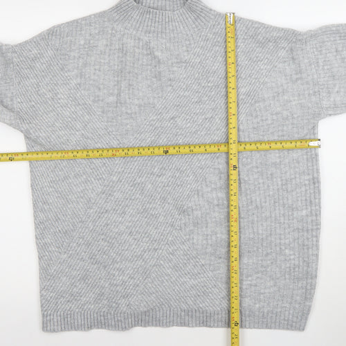 Wallis Women’s Grey Mock Neck Ribbed Knit Pullover Jumper Size M