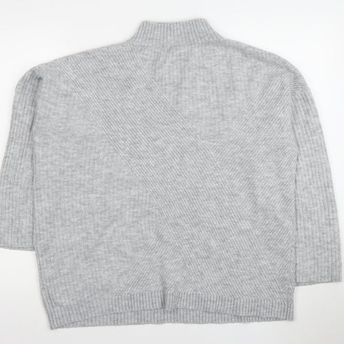 Wallis Women’s Grey Mock Neck Ribbed Knit Pullover Jumper Size M