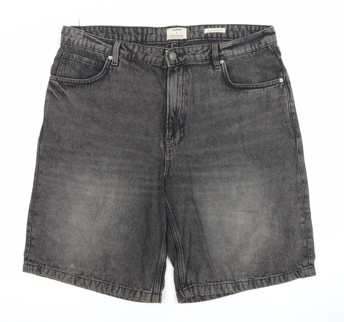 Cotton On Men’s Grey Denim Stone Wash Shorts Size 36 Regular Fit