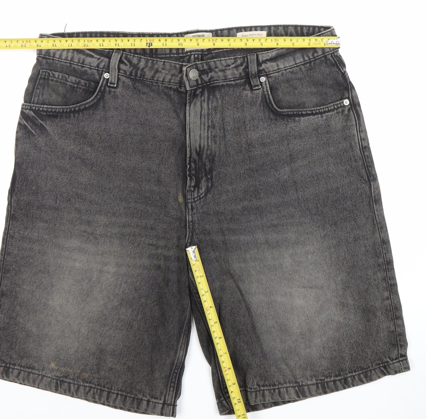 Cotton On Men’s Grey Denim Stone Wash Shorts Size 36 Regular Fit