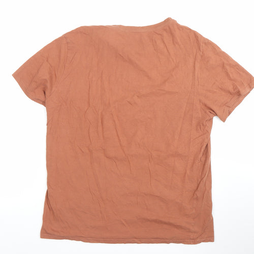 Anko Men's Brown Ocean City Surf Graphic Cotton T-Shirt M Regular Fit