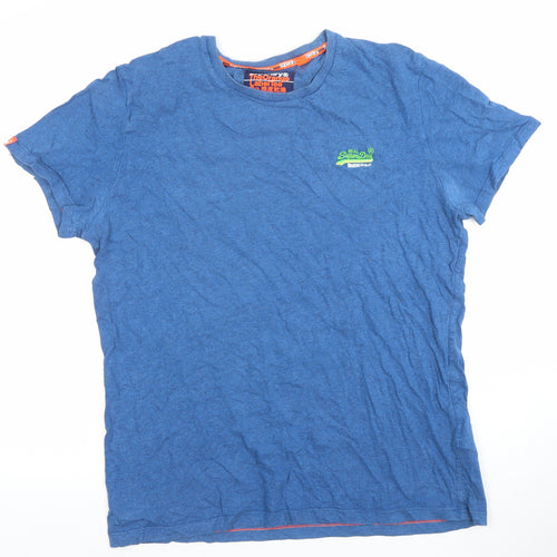 Superdry Men's Blue Cotton Crew Neck T-Shirt Size XL