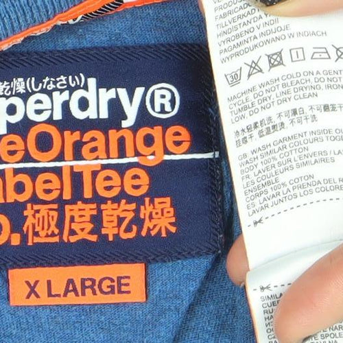 Superdry Men's Blue Cotton Crew Neck T-Shirt Size XL