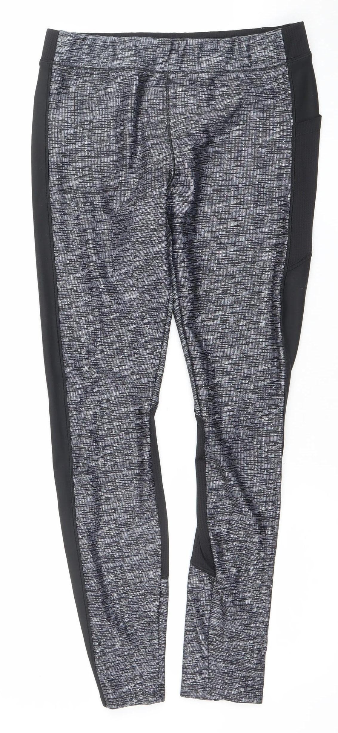 Domyos Womens Grey M Athletic Leggings Quick Dry Stretch Gym Pants