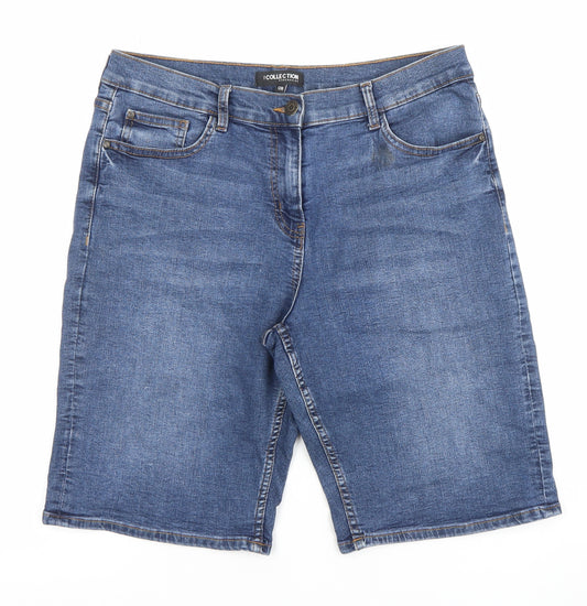 Debenhams Women's Blue Bermuda Denim Shorts Size 12R Stretch Cotton